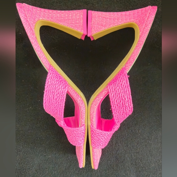 NWT- Dolce Vita Orchid Raffia/Hot Pink Square-Toe Slide High Heel Sandal -Size 9 - Picture 5 of 8